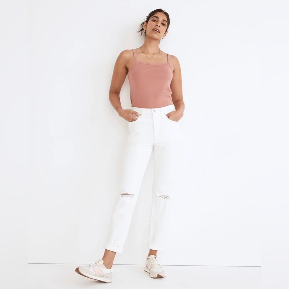 Madewell The High-Rise Slim Boyjean in Tile White Women’s size 24 NWT